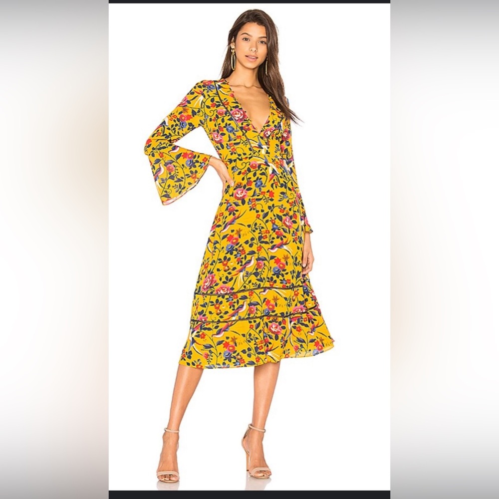 Tanya Taylor Kimono Floral Idella Dress Marigold